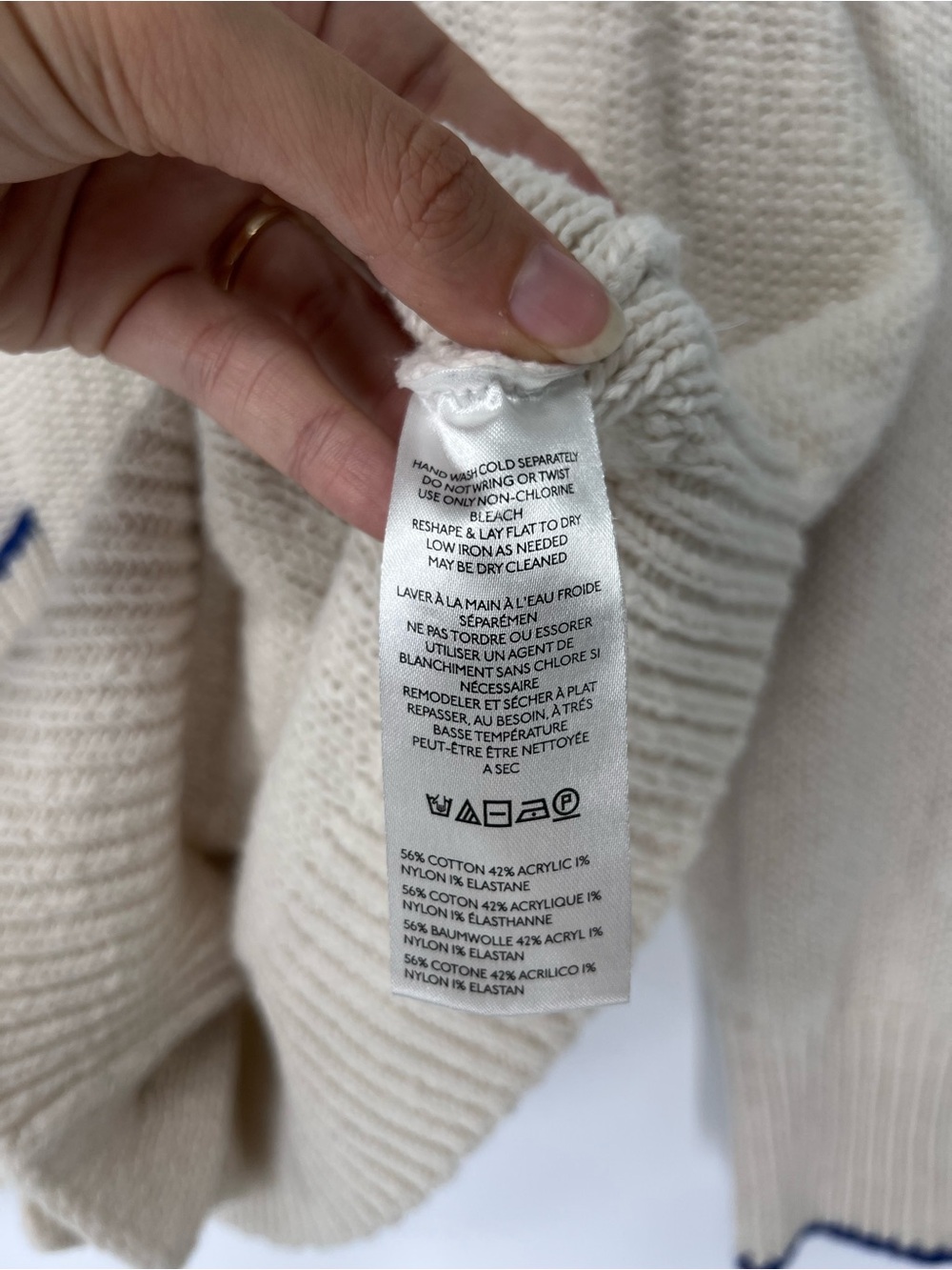 Maeve Cream Blue Lobster Motif Knit V Neck Nautical Beach Cardigan Sweater 1X - Picture 7 of 7